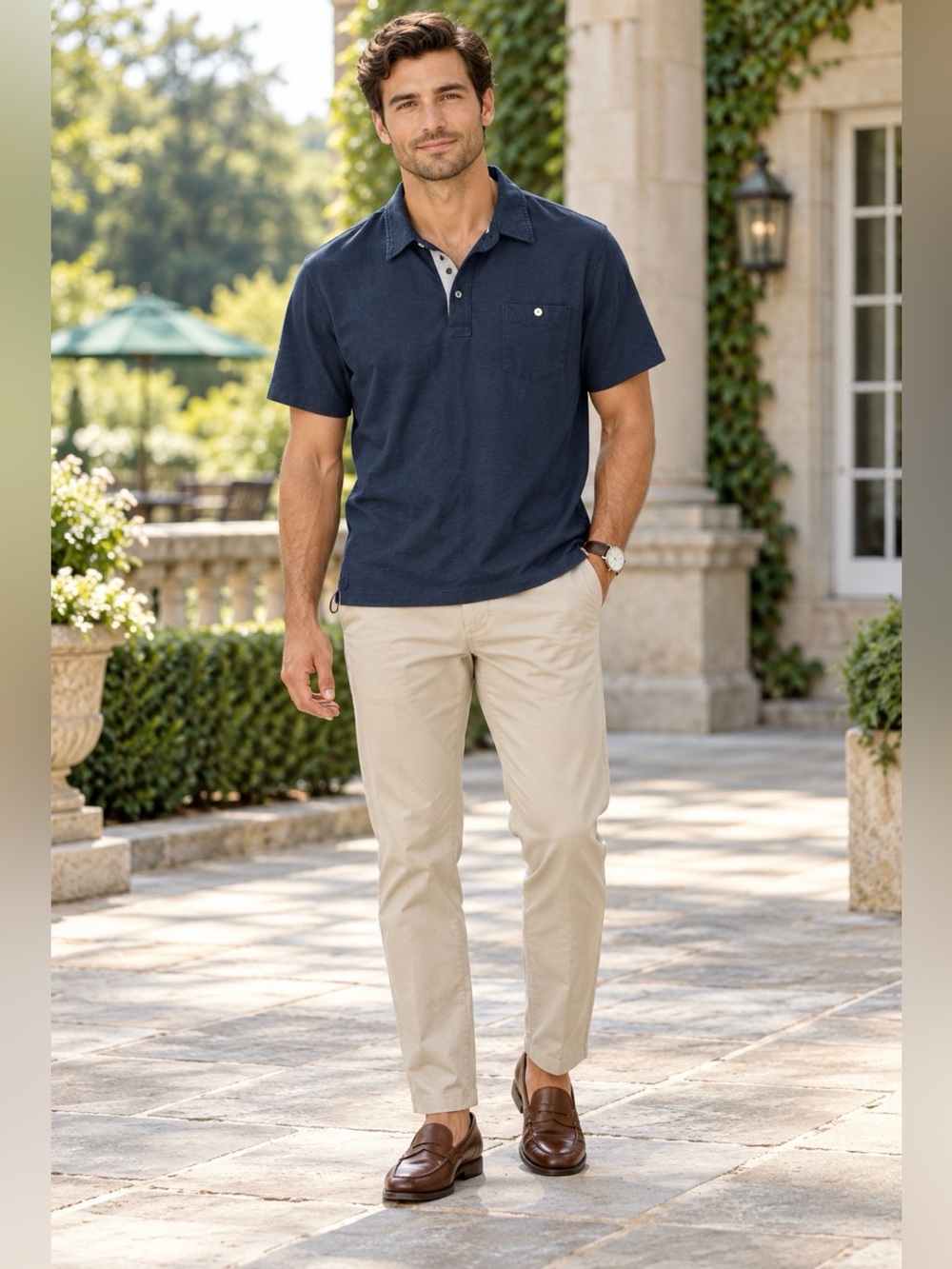 Jach’s Men’s Navy Textured Polo Shirt XL Short Sleeve Casual Golf Preppy